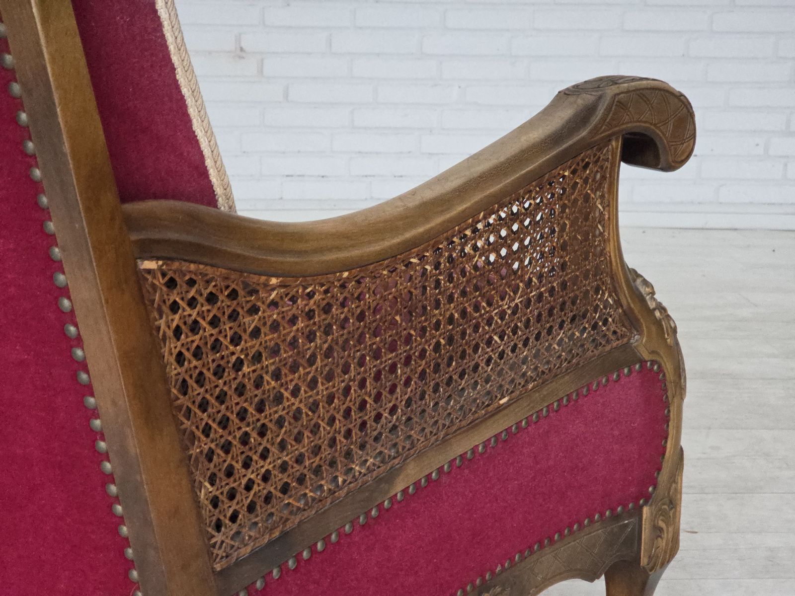 photo buy 1930s, Danish Armchair, Furniture Velour, Ash Wood.