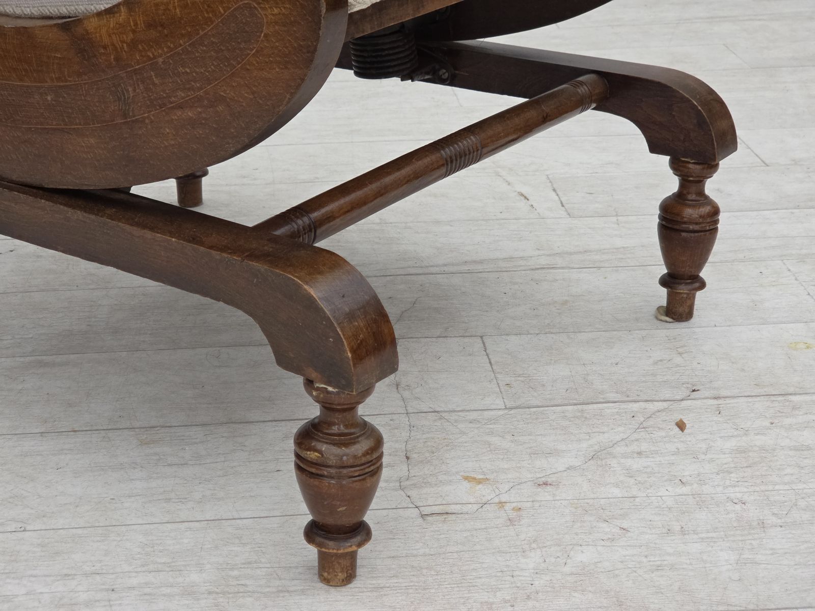 photo for sale 1930s, Danish Highback Rocking Chair, Original Hand Woven Wool, Ash Wood.