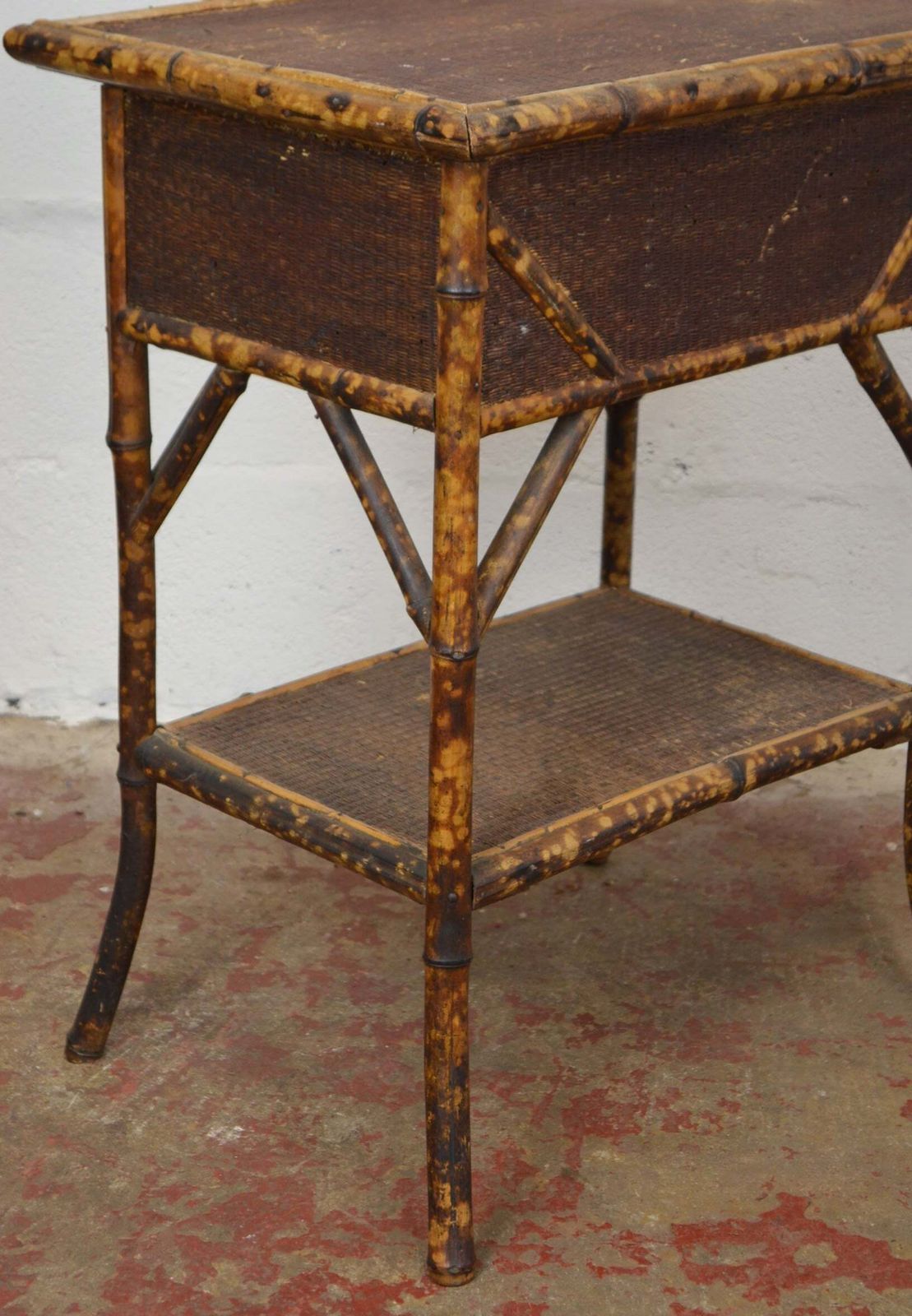 Antique Aesthetic Movement Bamboo Side/Hall Table With Storage photo for sale