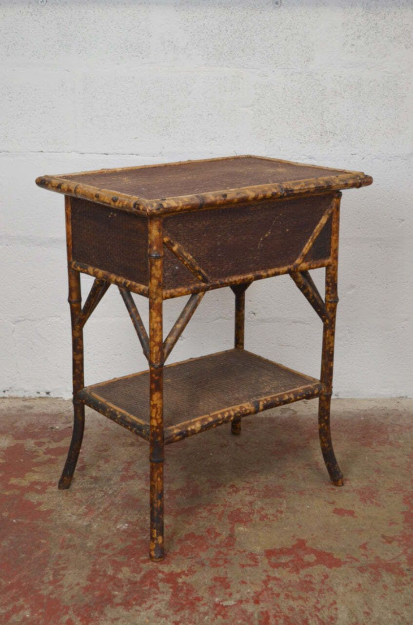 Furniture Antique Aesthetic Movement Bamboo Side/Hall Table With Storage photo