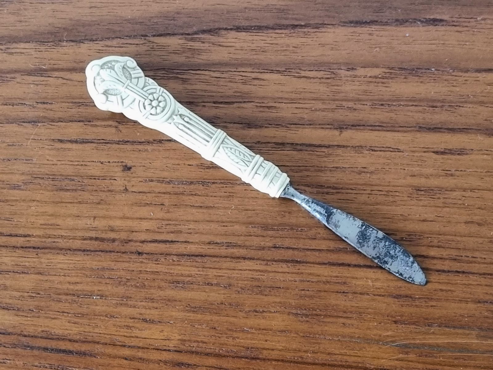 Antique Celluloid Paper Knife, Early Plastic Letter Opener, 1900s Desk, Rare Handle photo furniture