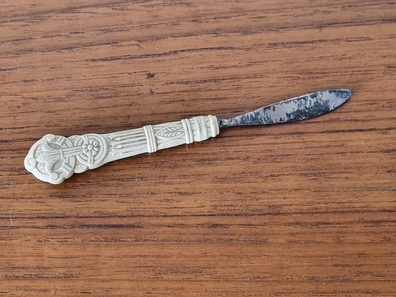 Antique Celluloid Paper Knife, Early Plastic Letter Opener, 1900s Desk, Rare Handle