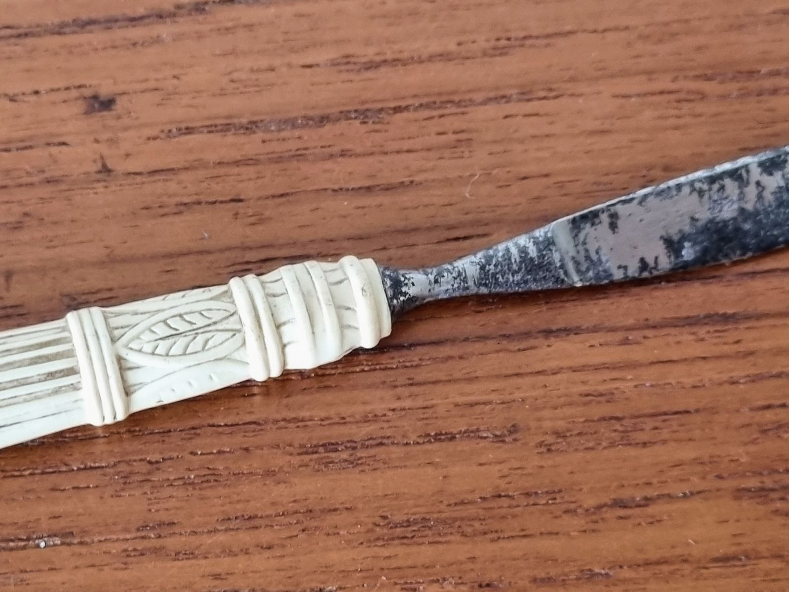 Antique Celluloid Paper Knife, Early Plastic Letter Opener, 1900s Desk, Rare Handle photo vinterior