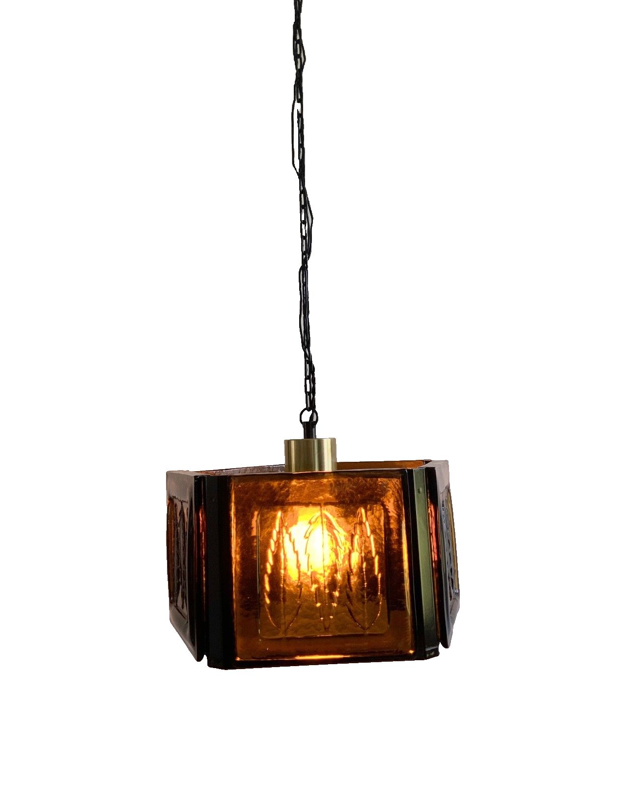 Mid Century Modern Erik Hoglund Amber Ceiling Lamp Glass Kosta Boda 1970s photo furniture