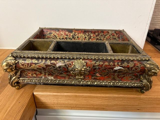 Boulle Tortoiseshell & Inlaid Brass Desk Stand/Inkwell   Napoleon III photo buy