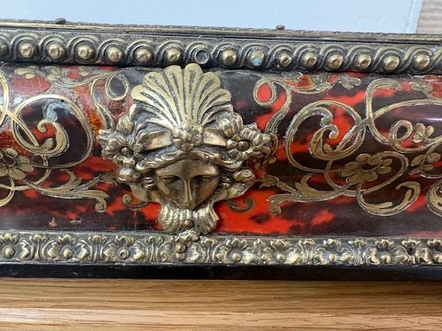 450.0 Boulle Tortoiseshell & Inlaid Brass Desk Stand/Inkwell   Napoleon III photo