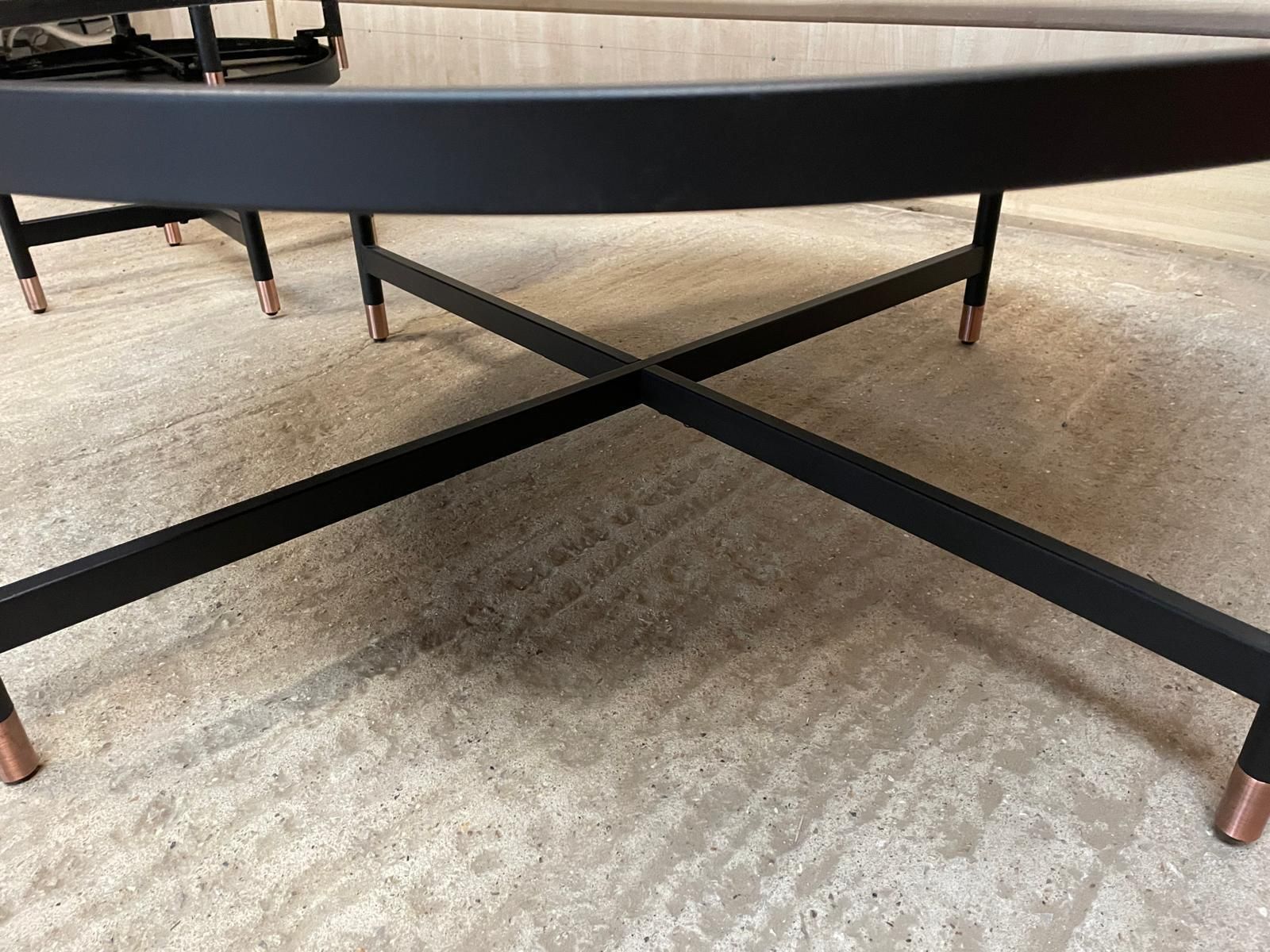 Contemporary Tempered Glass Black Copper Topped Coffee Table photo buy