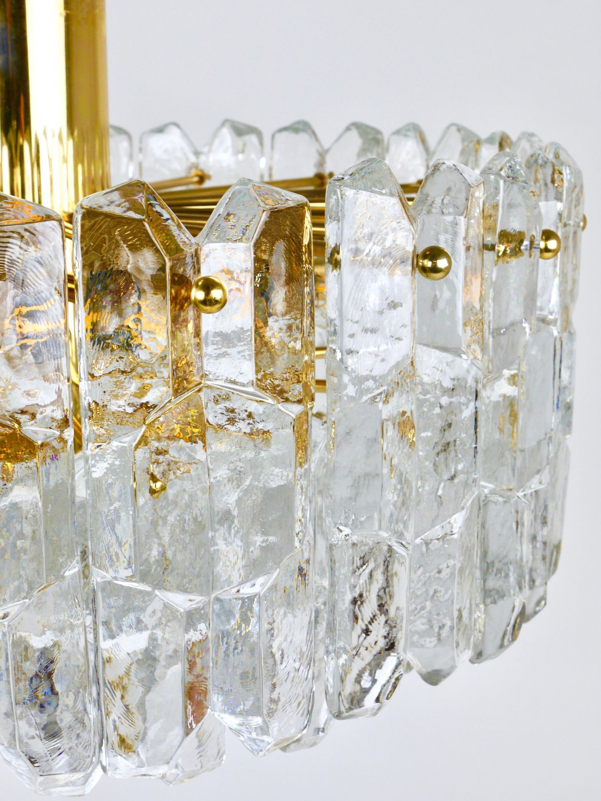 photo furniture Huge J.T. Kalmar Palazzo Gilt Brass & Glass Chandelier Flush Mount, 1950s