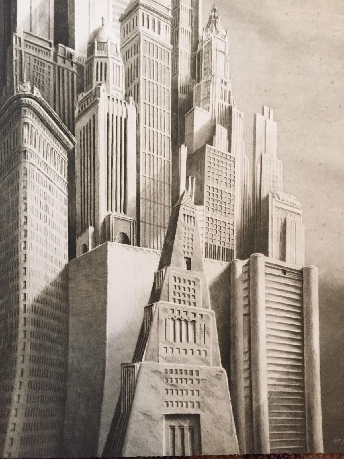 Jan Peter Tripp "American Dream" Limited Edition New York Skyscrapers Etching Signed 40/100 photo furniture
