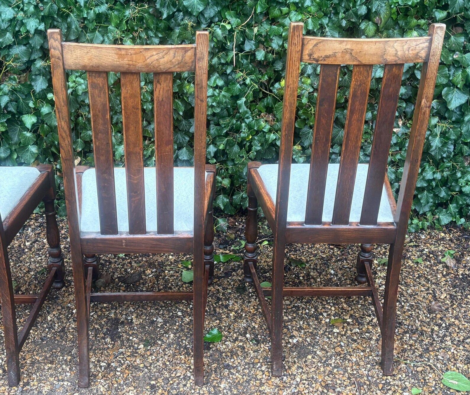photo vinterior Vintage Antique Oak High Back Dining Chairs