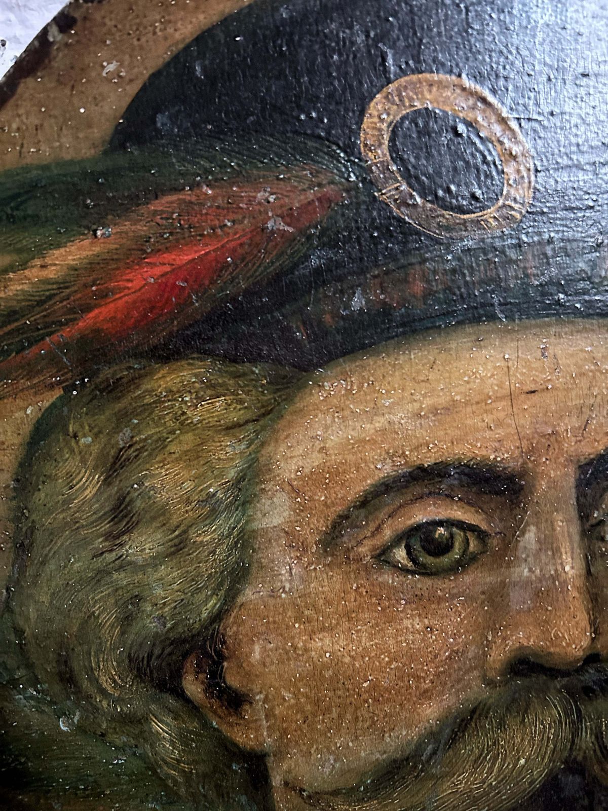 Victorian Antique Folk Art Painted Wooden Panel Portrait Scottish Highlander photo for sale