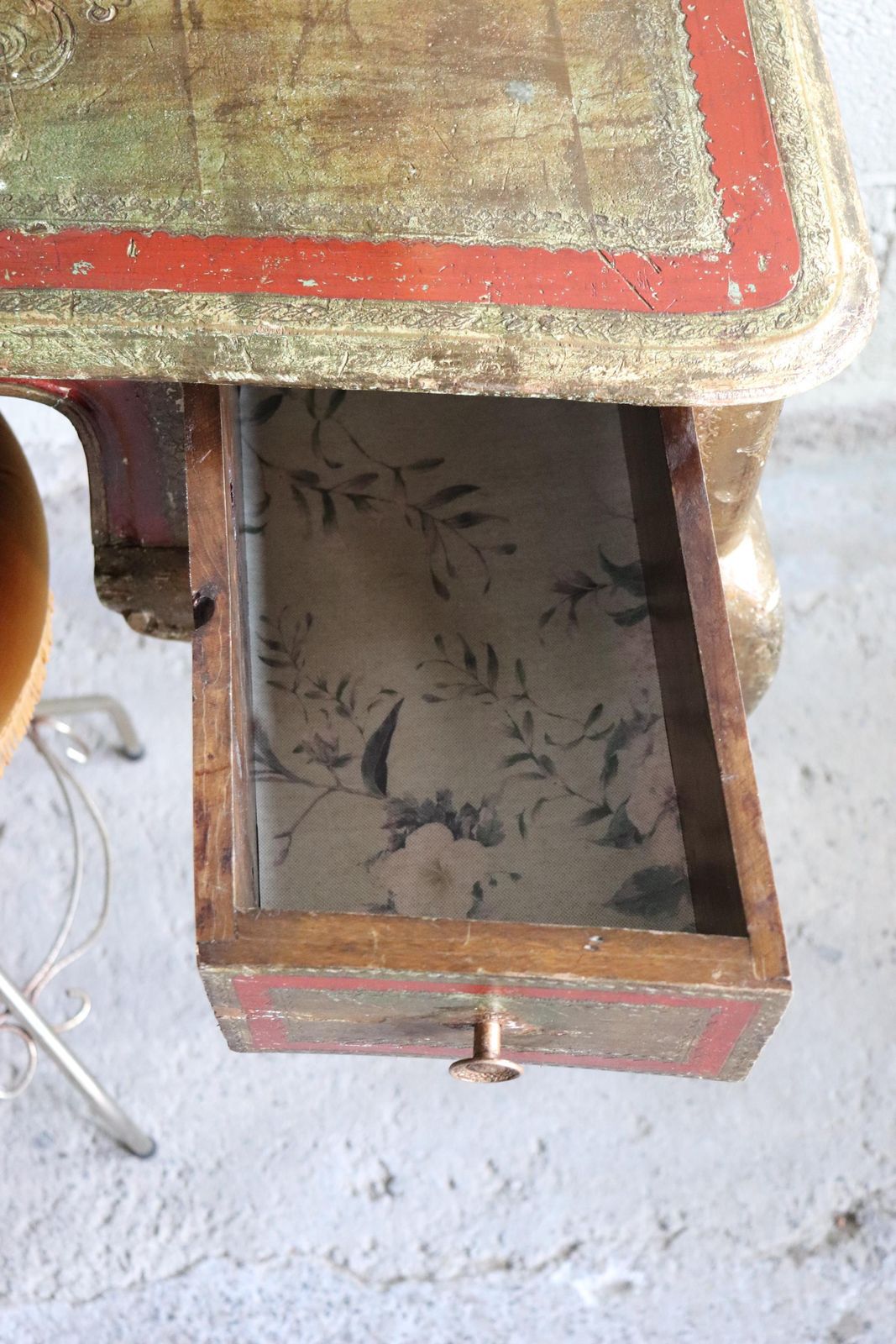 photo furniture Striking Vintage Gold Florentine Two Drawer Dressing Table Or Writing Desk