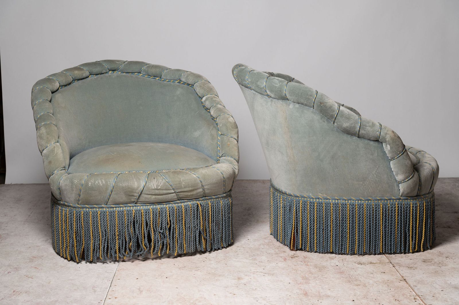 Antique French Pair Of Piecrust Chairs For Upholstery photo furniture