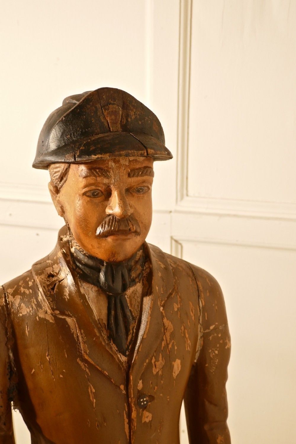 Charming 1920s Wooden Fireman Sculpture, photo furniture