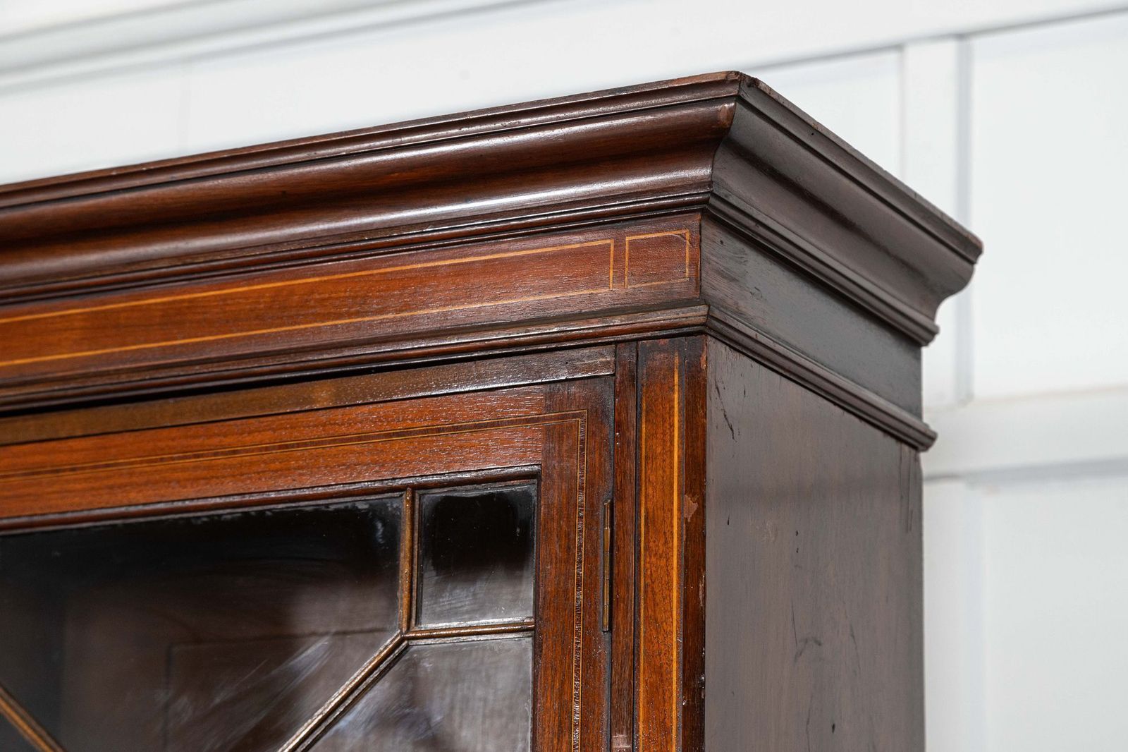 photo for sale Large 19thc English Inlaid Mahogany Maple & Co Library Bookcase