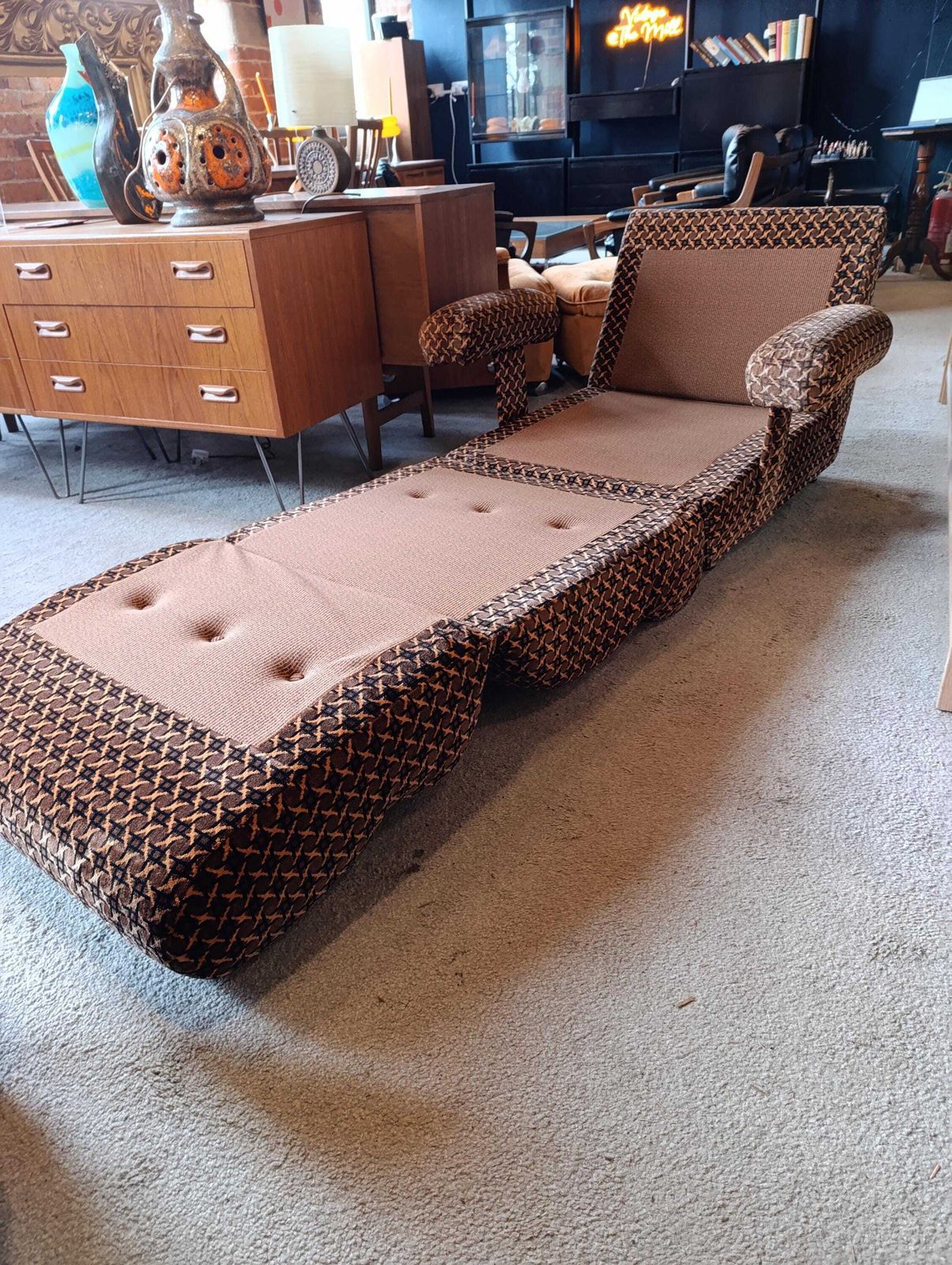 photo furniture Mid Century Convertible Armchair Daybed, 1970s