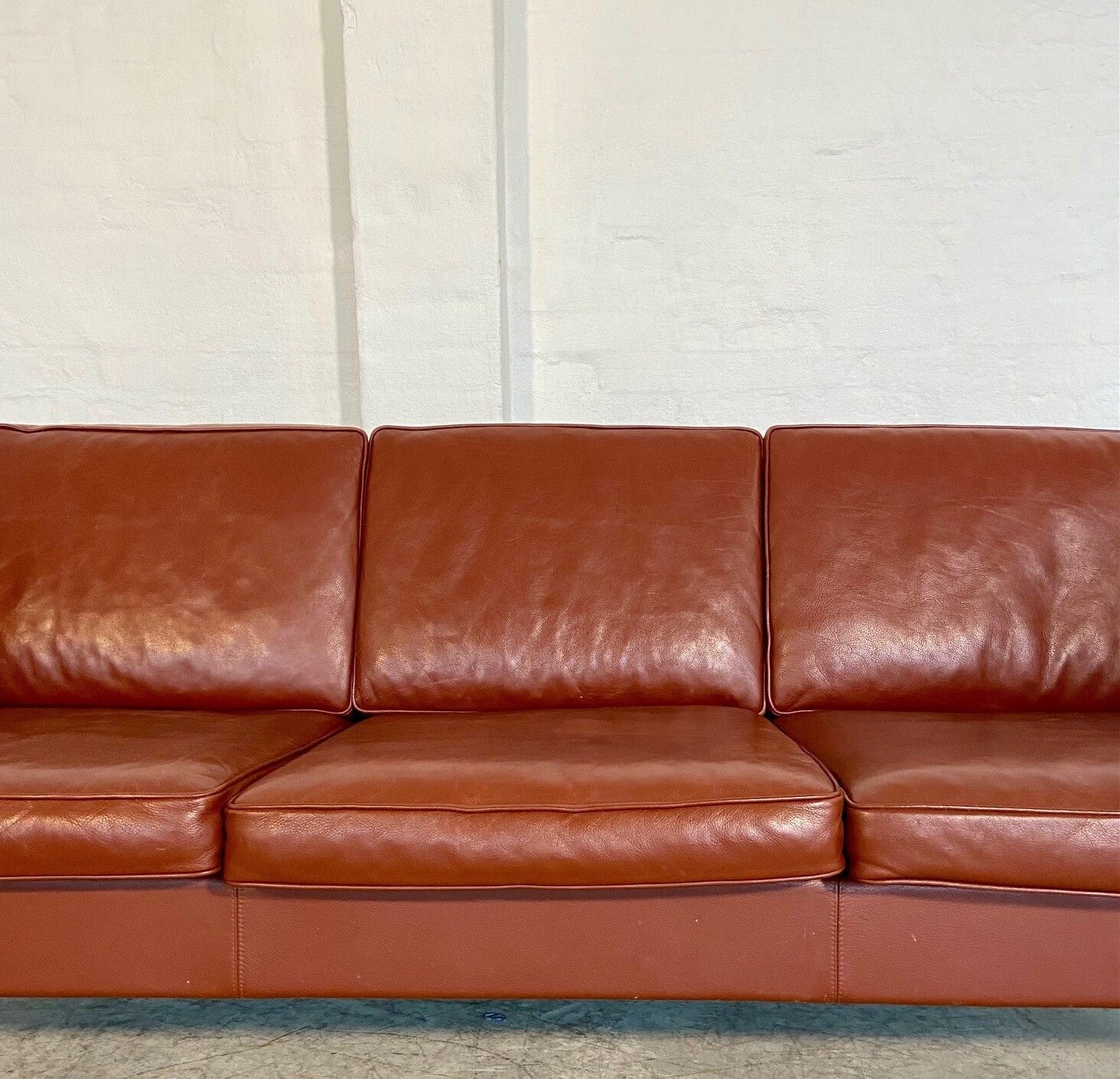photo buy Vintage Danish Mid Century  Mogens Hansen 3 Person  Cognac Leather Sofa