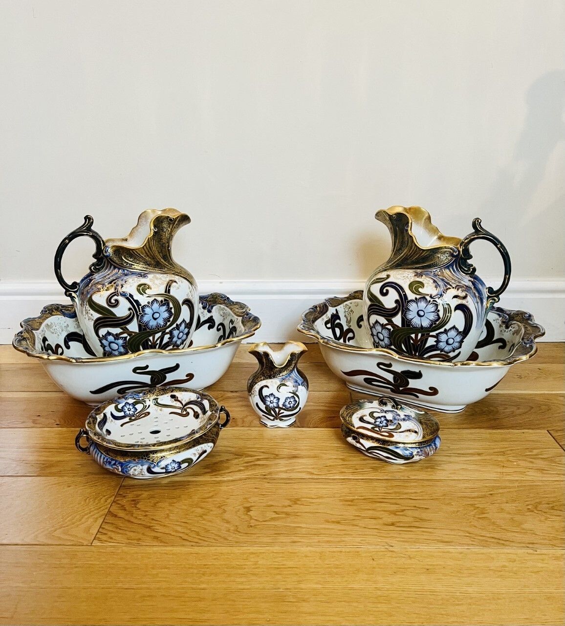 Home Decor Rare Pair Of Victorian Quality Doulton Burslem Jug & Bowl Set photo
