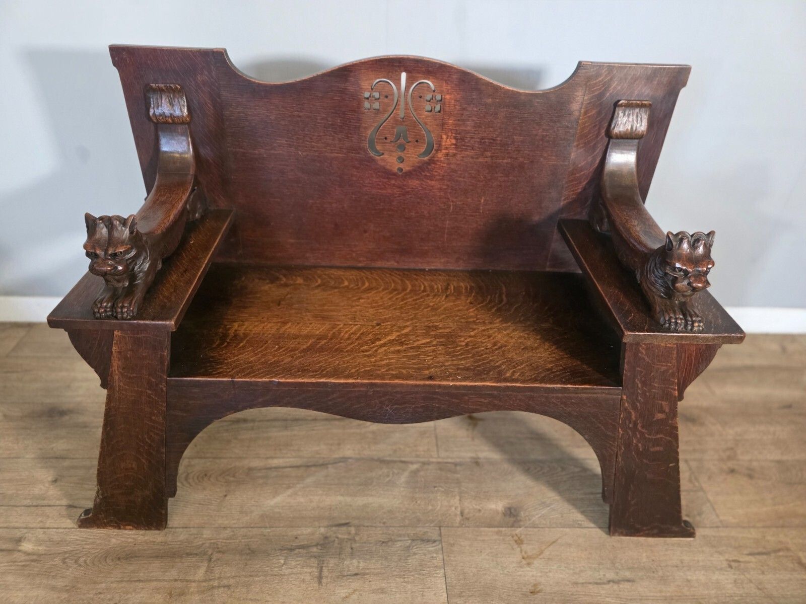 Antique Scottish Oak Arts & Crafts Bench From Wylie Lockhead Manufacturers 1900s photo Furniture