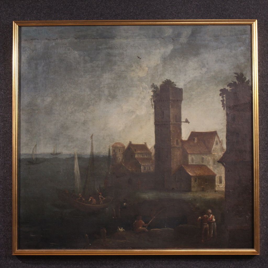 Antique 18th Century French Seascape Painting