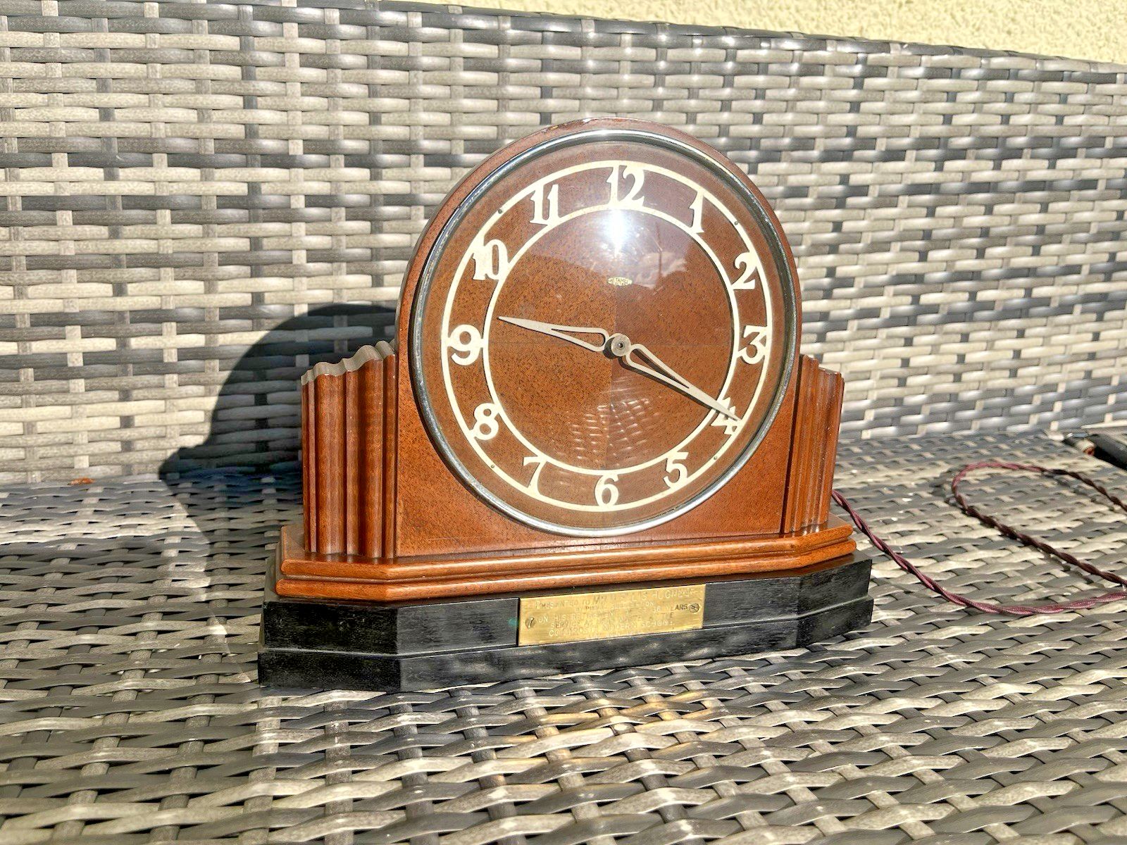 photo buy Large Antique Art Deco Oak Metamec Presentation Mantel Clock Prop Spares Repairs