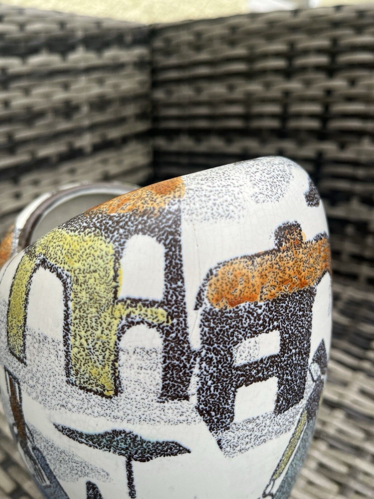 Mid Century Modern Wachtersbach West German Pottery Sonja Vase Scandi Folk Style photo vintage