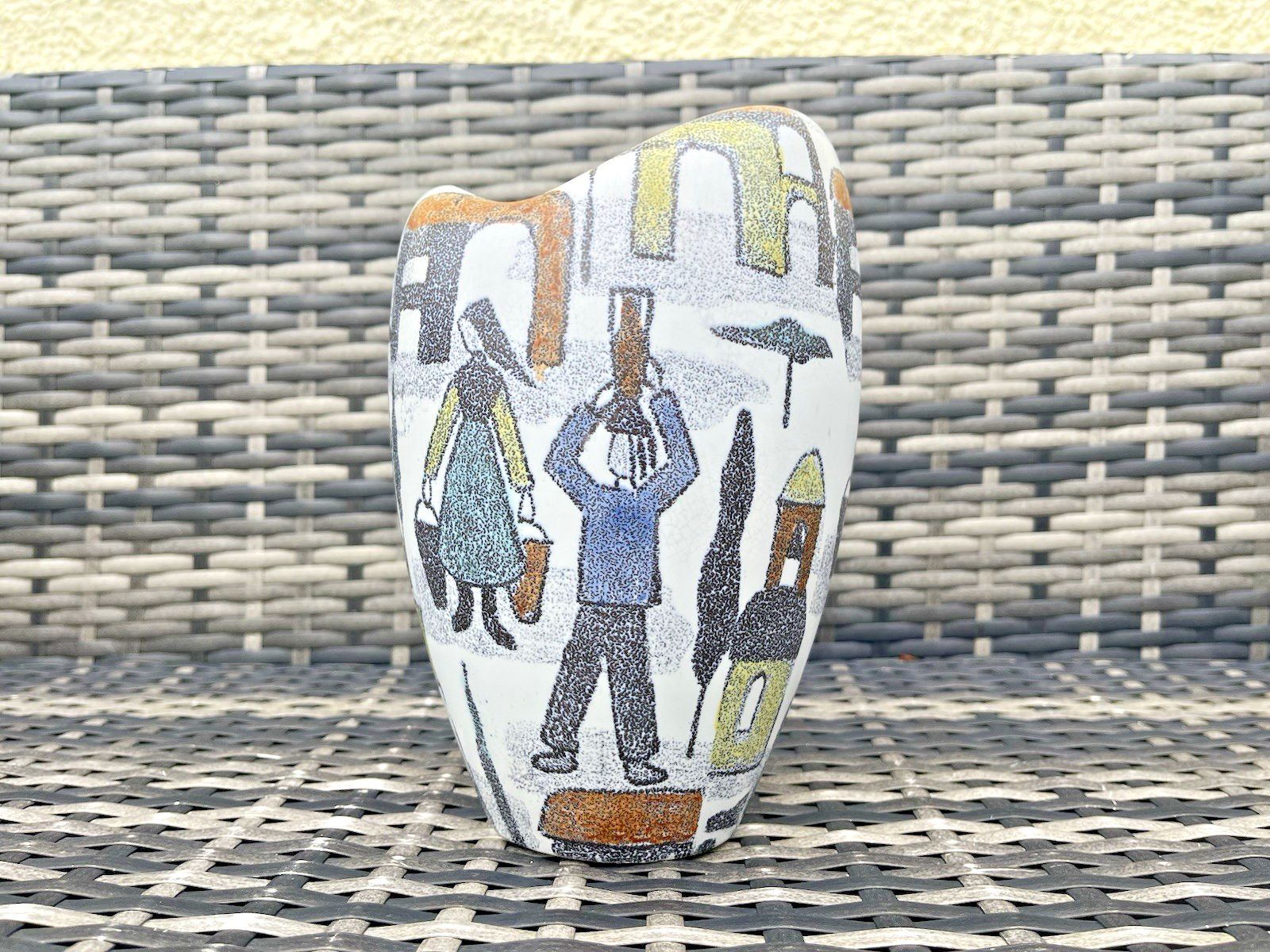 photo furniture Mid Century Modern Wachtersbach West German Pottery Sonja Vase Scandi Folk Style