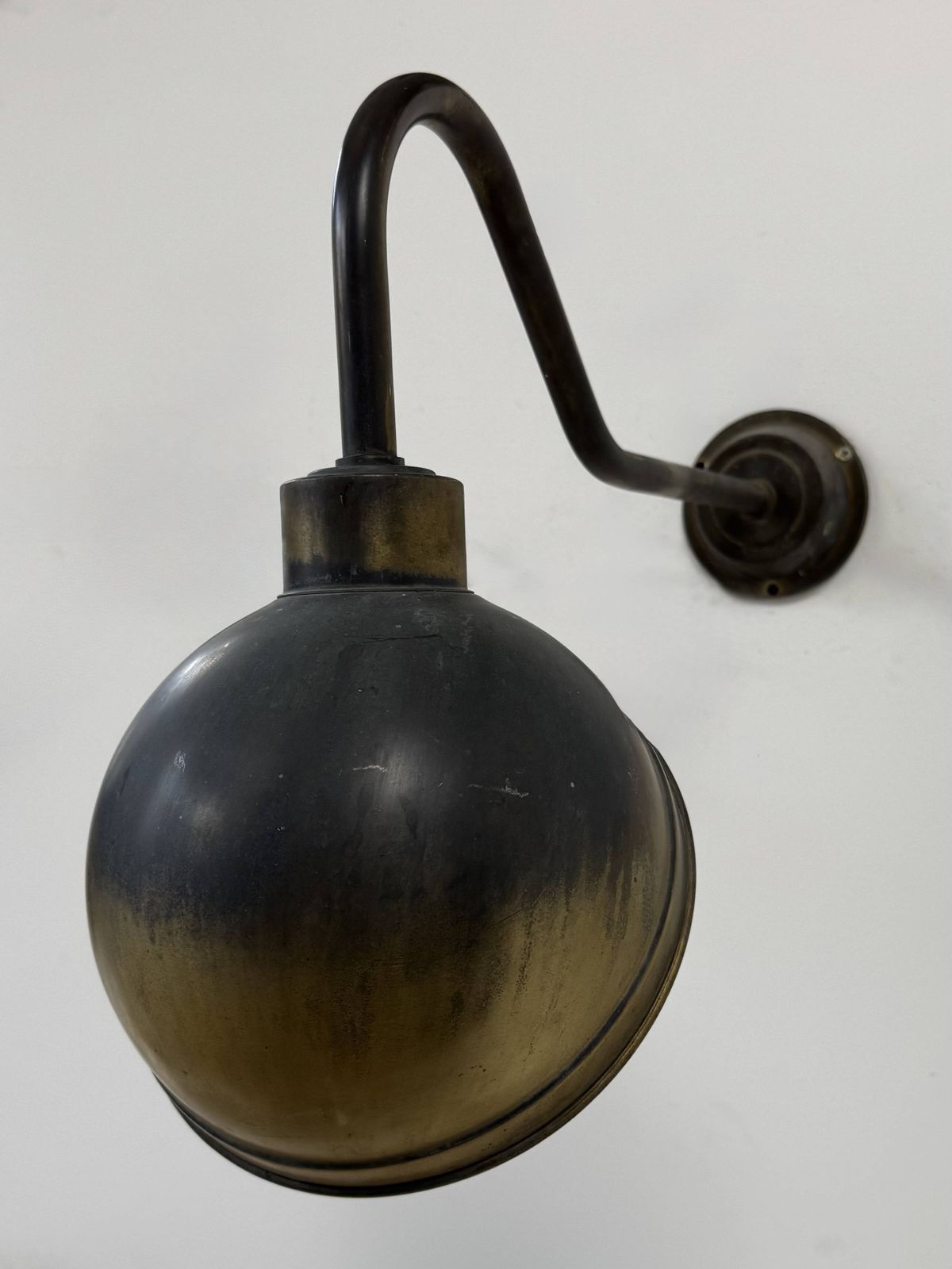 Pair Of Xl Patinated Brass Wall Lights, France, 1970 photo for sale