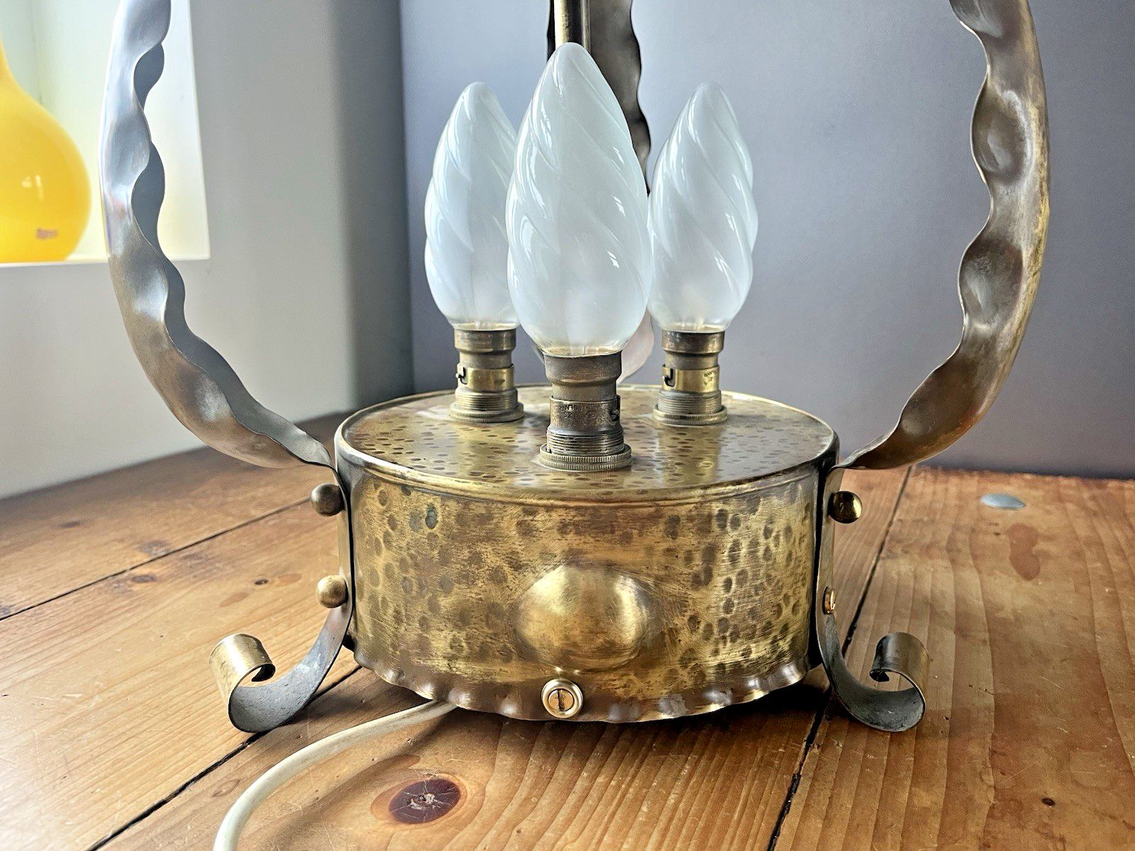 Lighting Huge Antique Arts & Crafts / Art Nouveau Brass Ceiling Light Porch Lantern Lamp photo
