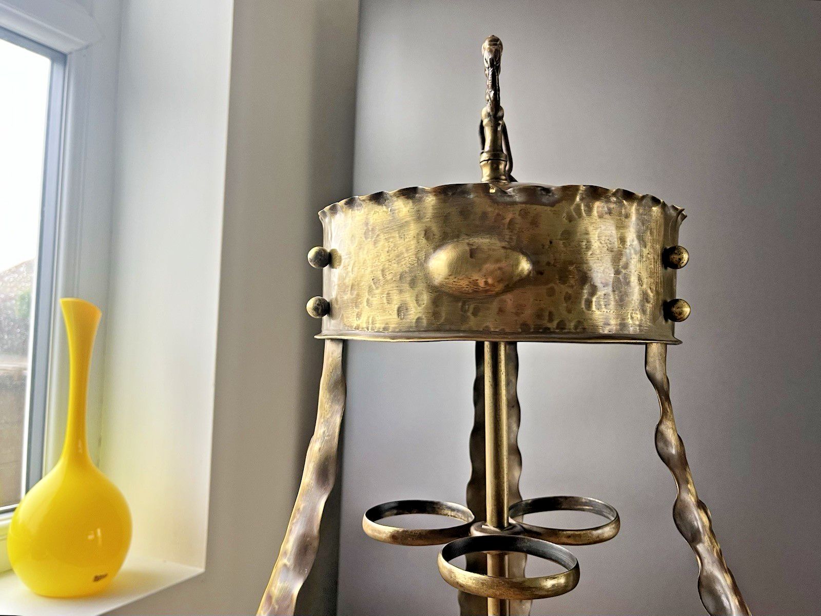 450.0 Huge Antique Arts & Crafts / Art Nouveau Brass Ceiling Light Porch Lantern Lamp photo