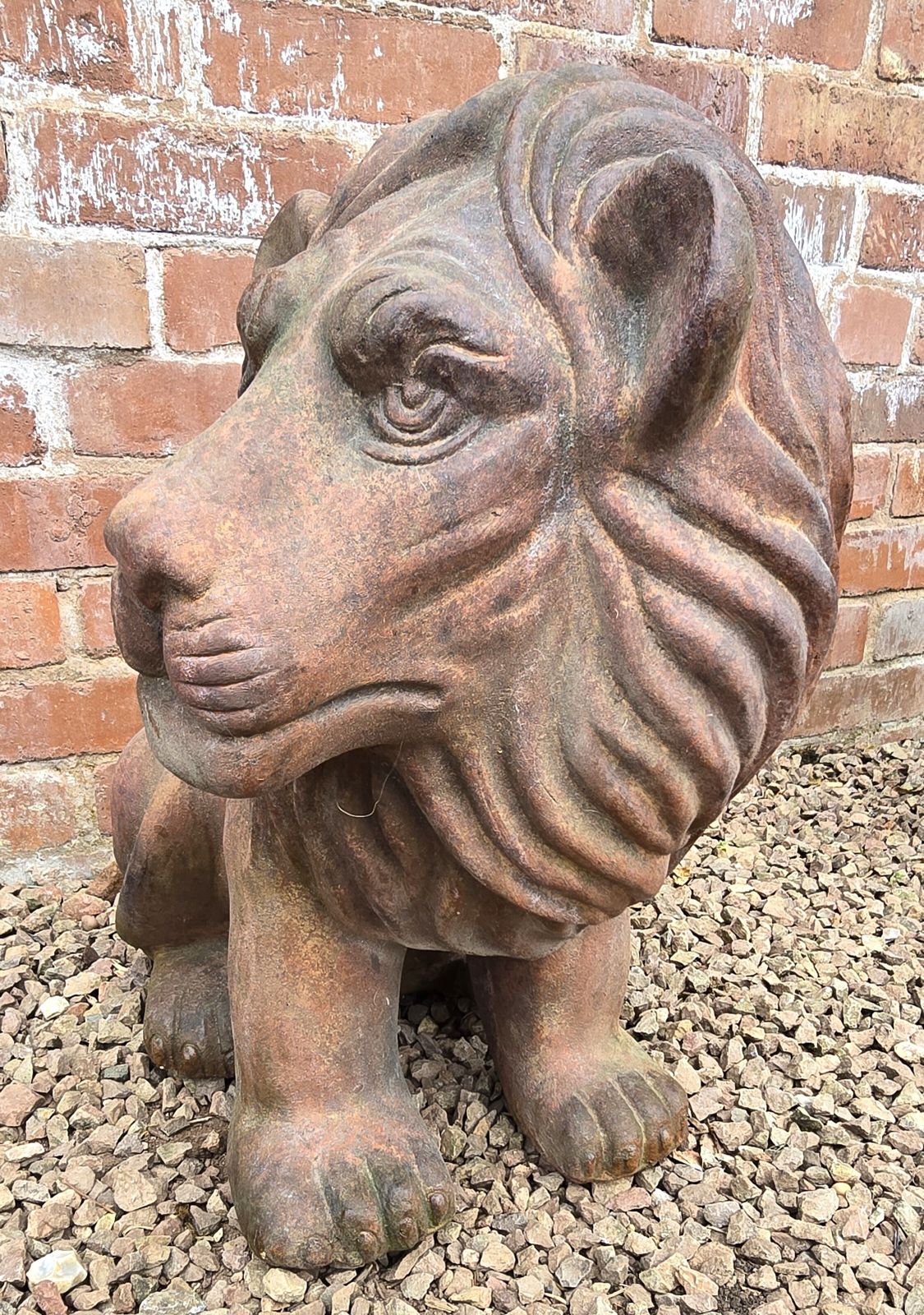 Italian Hand Sculpted Pair Of Large Terracotta Lions, Circa 1910 photo vinterior
