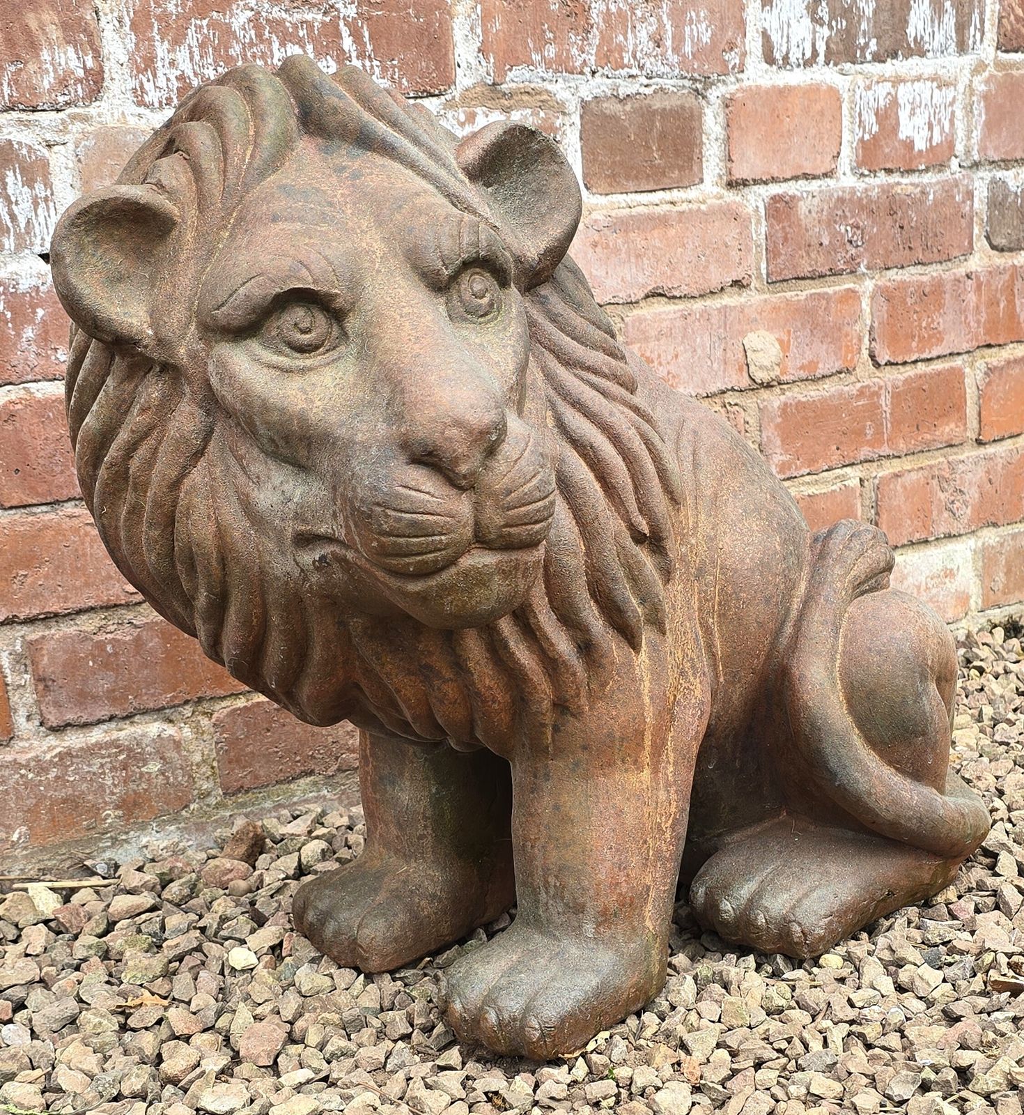 photo for sale Italian Hand Sculpted Pair Of Large Terracotta Lions, Circa 1910