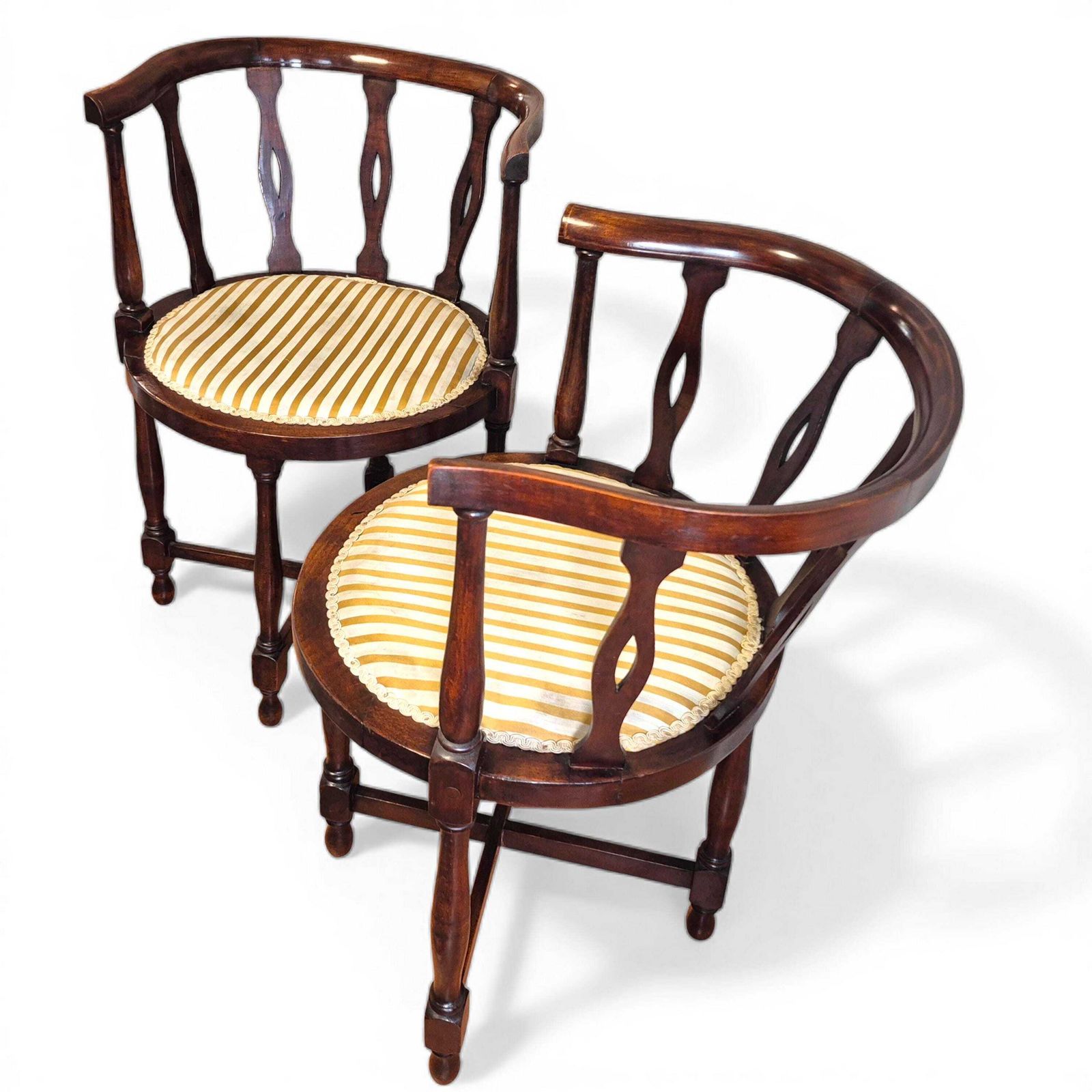 Pair Antique Victorian Mahogany Tub Chairs C1900 | Pierced Back Armchairs | Drawing Room Seating