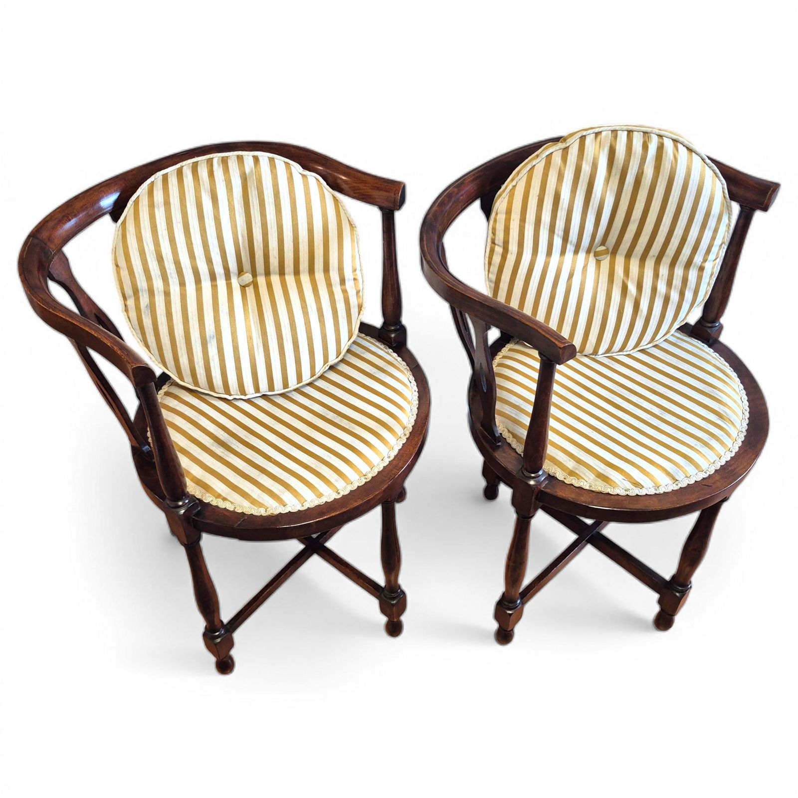 Pair Antique Victorian Mahogany Tub Chairs C1900 | Pierced Back Armchairs | Drawing Room Seating photo buy