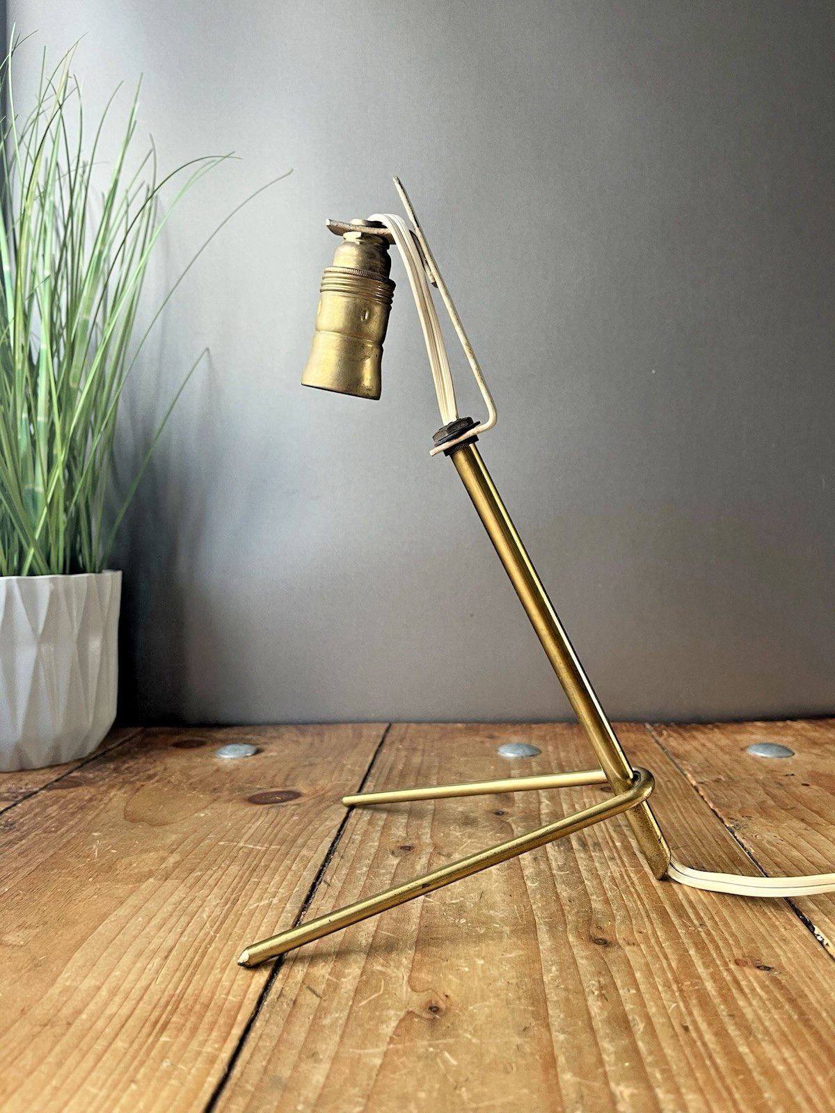 50's Mid Century Modern French Brass Cocotte Desk Lamp Light In Style Of Lacroix photo Lighting