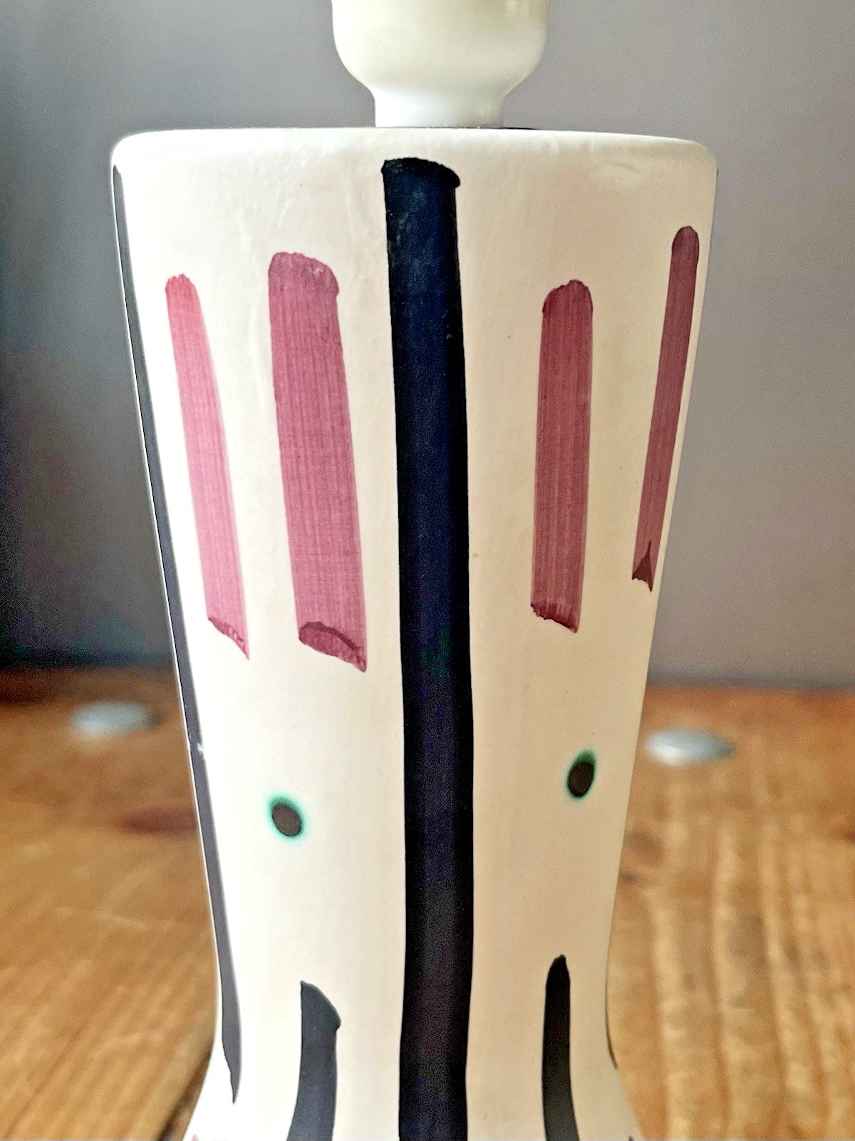 photo buy Mid Century 50's Italian Rockabilly Striped Pottery Table Desk Lamp Fratelli ?
