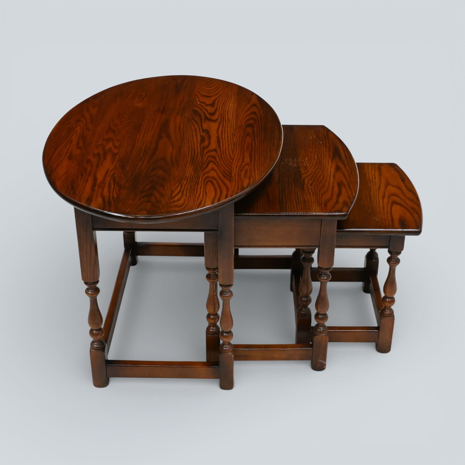 Old Charm Oval Nest Of Tables In Tudor Brown Model 1990 Vgc Free Uk Delivery photo buy