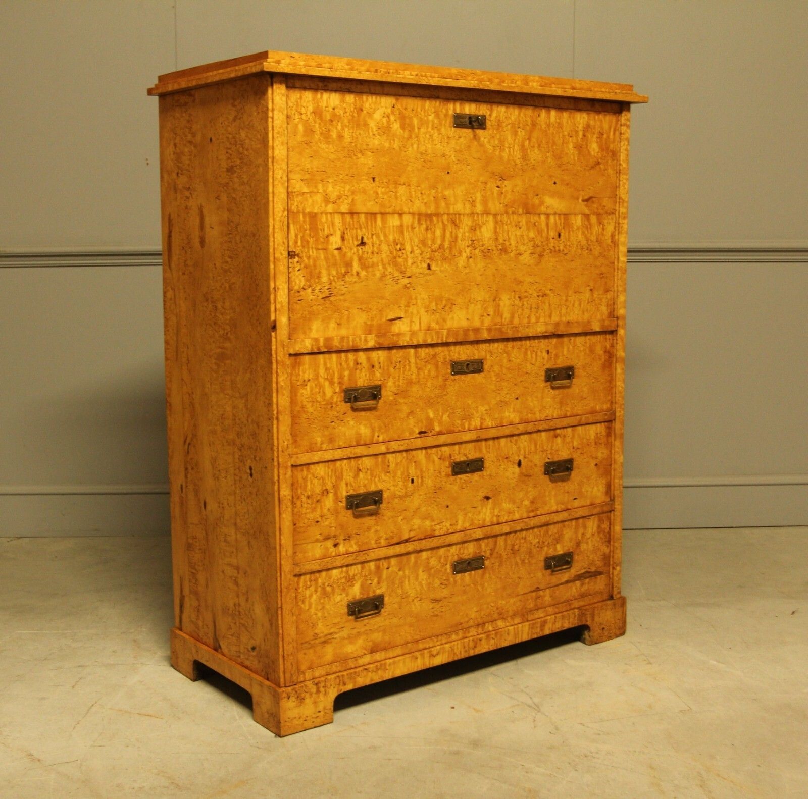 Furniture 19th‑Century Swedish Masur Birch Secretaire photo