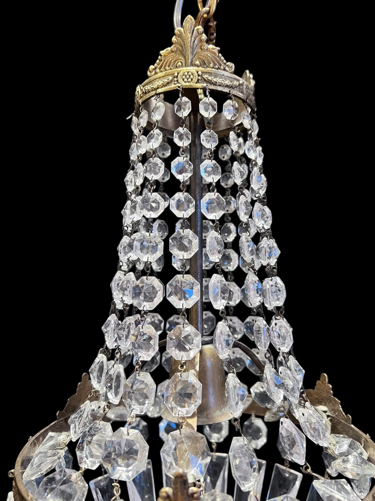 A One Light French Empire Antique Crystal Chandelier photo furniture