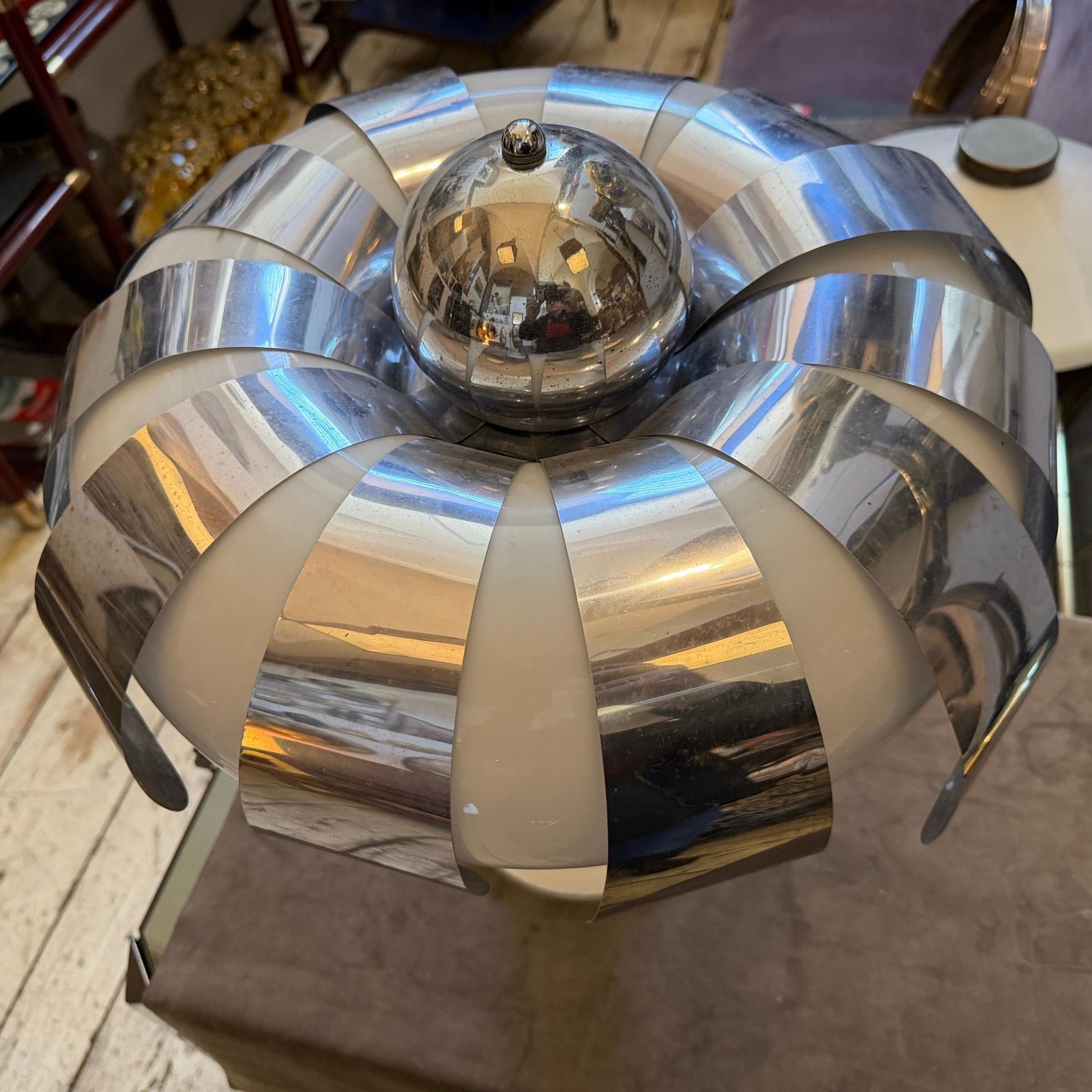 1084.0 1960s Space Age Steel And Glass Italian Mushroom Table Lamp photo