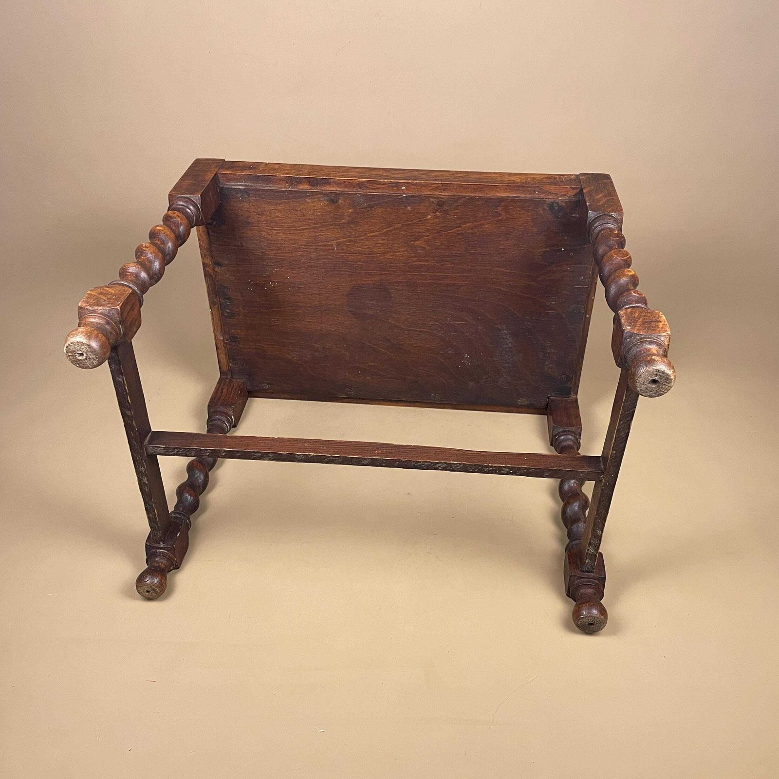 Furniture Antique Hallway Footstool Bench Upholstered Carpet Rug Top Stool Seat Twisted Wooden Legs Cottage Farmhouse Furniture Foot Stool photo