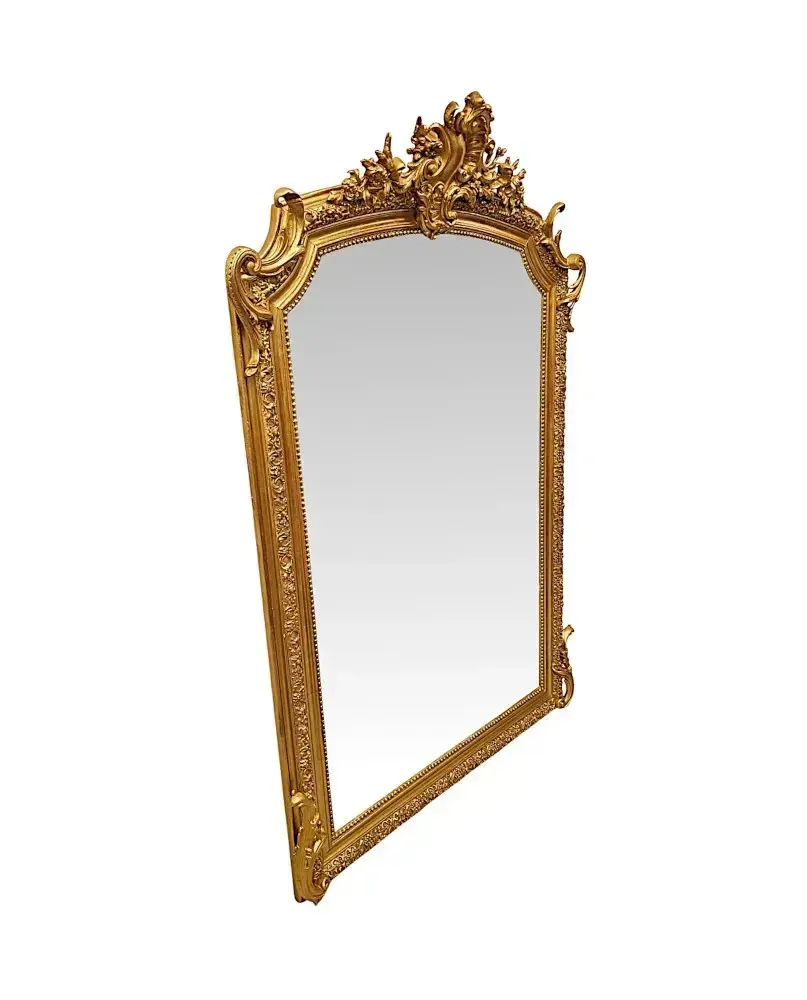 A Fabulous Large 19th Century Giltwood Hall Or Overmantel Mirror With Bevelled Glass photo furniture