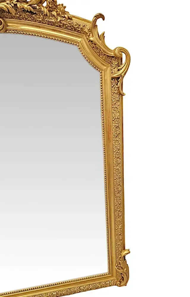 A Fabulous Large 19th Century Giltwood Hall Or Overmantel Mirror With Bevelled Glass photo Home Decor