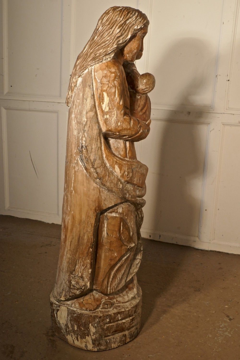 18th Century French Carved Statue Of Madonna And Child photo for sale