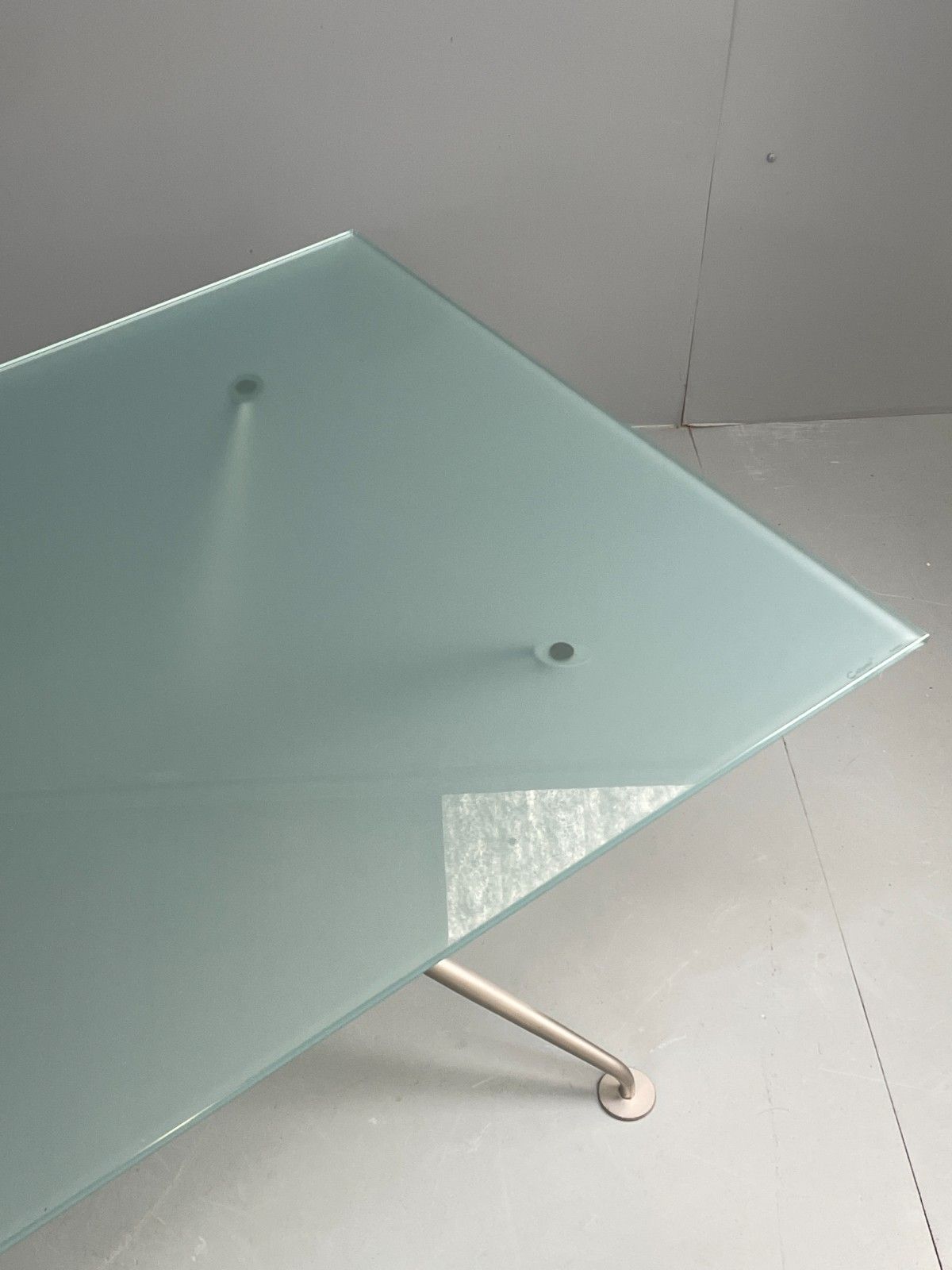 Italian Glass Dining Table Calligaris 'Play' Modern Steel Frame Eb11542 Mwoo photo vinterior