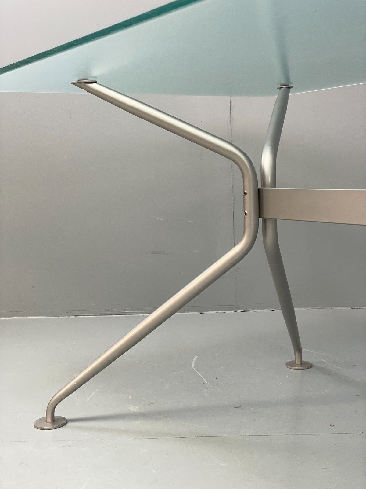 photo vinterior Italian Glass Dining Table Calligaris 'Play' Modern Steel Frame Eb11542 Mwoo