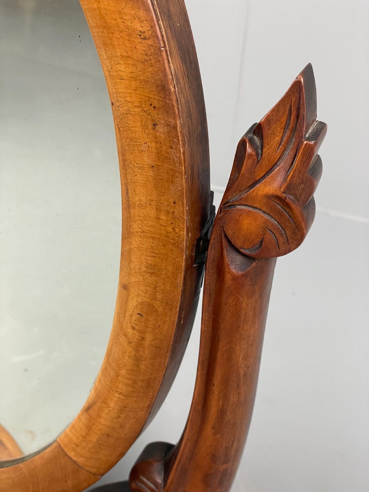 Antique Walnut Swing Mirror Victorian With Trinket Compartments Eb11553 Mwoo photo vintage