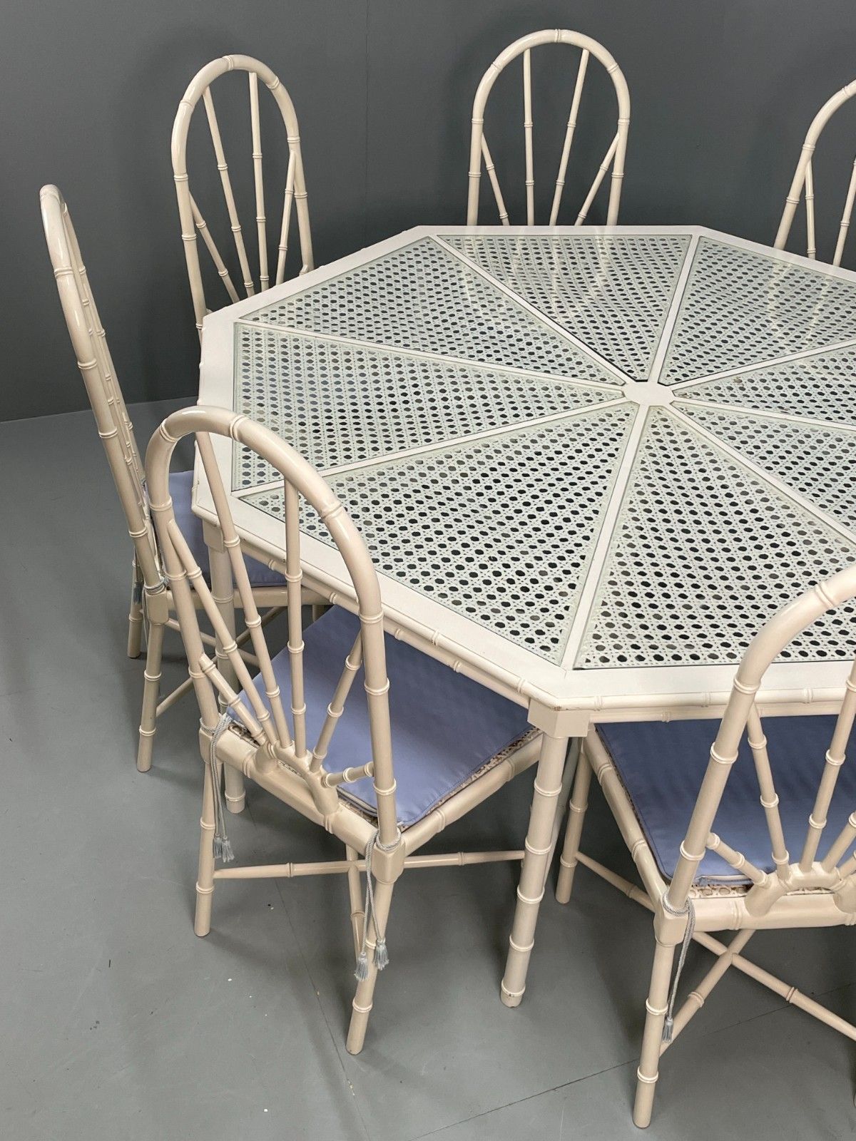 White Bamboo Dining Table & 8 Chairs Harrods 1950s Plantation Style Eb11554 Mwoo photo Furniture