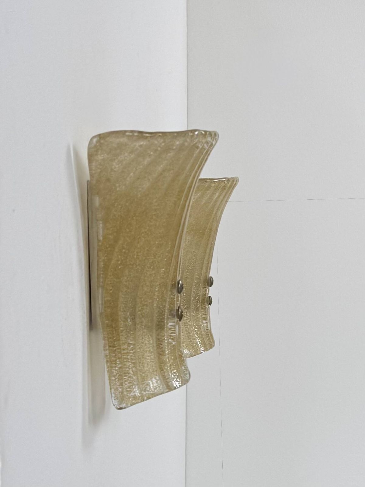 Page 1 Of 10 Pair Of Vintage Wall Sconces In Pressed Molded Murano Glass, Italy, 1980 photo for sale