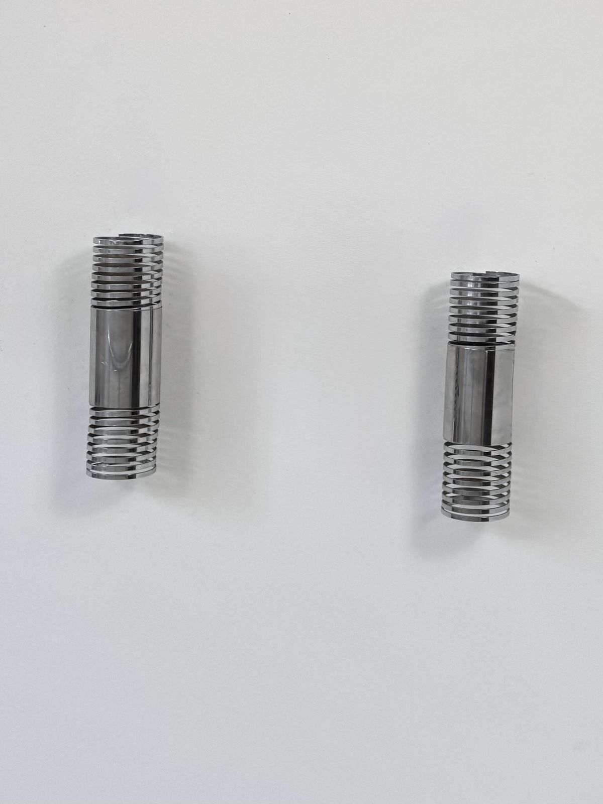 Pair Of Vintage Chrome Metal Wall Lights, France, 1970. photo vinterior